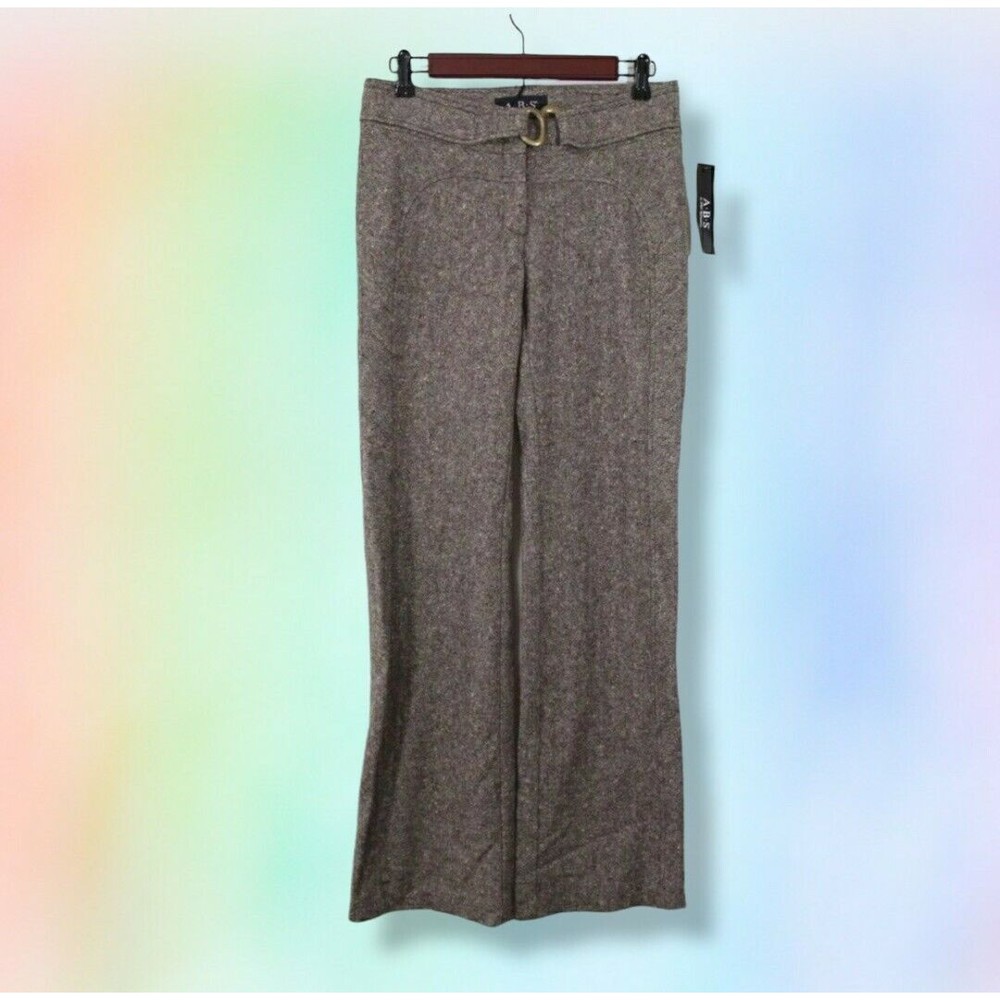 New ABS BY ALLEN SCHWARTZ‎ brown tweed wool blend Pant 4 career office formal